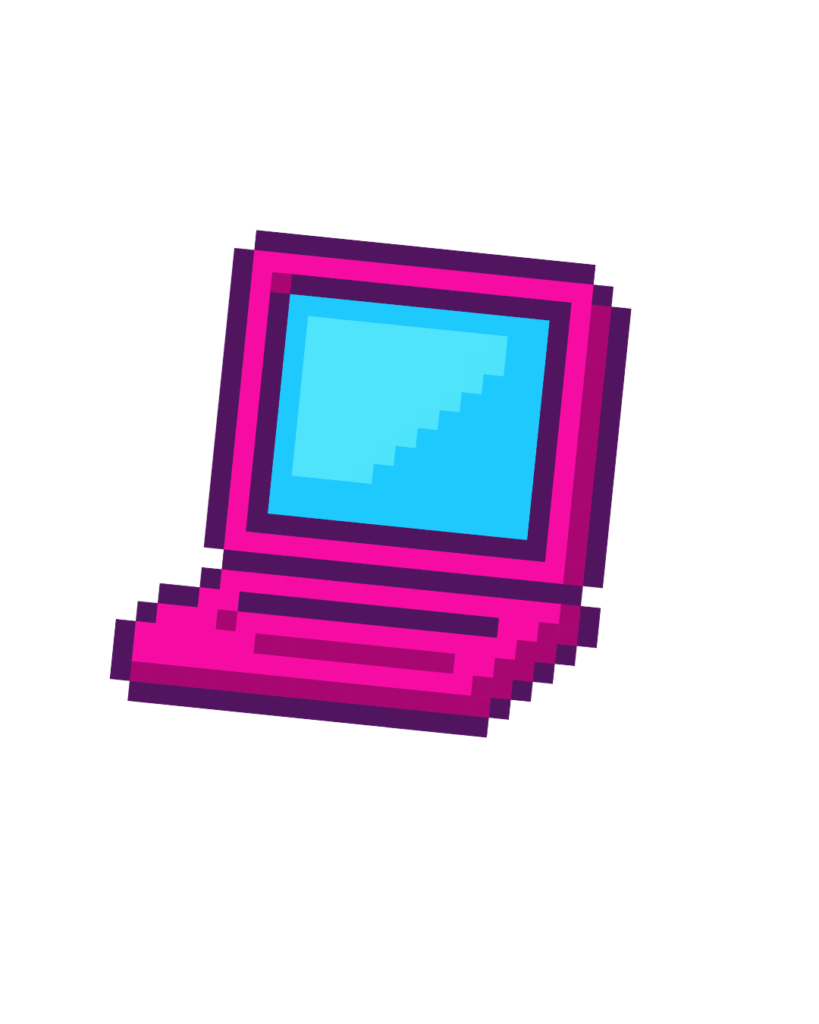 Ordinateur pixel rose